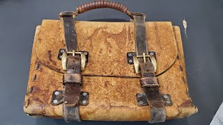 Conditioning a 50 year old leather bag with Chamberlains Leather Milk  ASMR [upl. by Attekram]