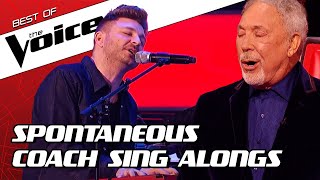 TOP 10  SURPRISE Coach SING ALONGS during the Blind Auditions in The Voice [upl. by Engamrahc547]