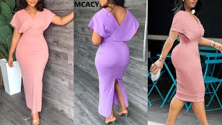 How to Sew an Elegant Front and Back OVERLAP Slit VNECKLINE Dress with BATWING Sleeves [upl. by Itsyrc]