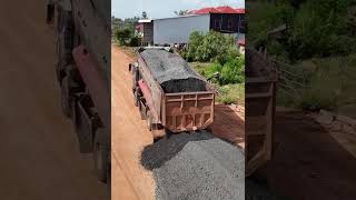 Dozers D41p pushed mixed stone M30 after dump truck 25t unloadling [upl. by Ethelin798]