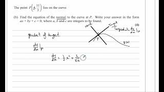 P1 EDEXCEL IAL WMA1101 OCT NOV 2019 Q5  Differentiation  Equation of normal [upl. by Leahcin]