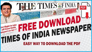 Download Daily Times of India Newspaper  Todays TOI PDF Free Download [upl. by Retsila9]