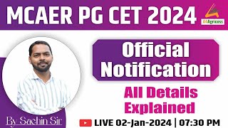 MCAER P CET  Official Notification  All Details Explained  02022024 [upl. by Northway]