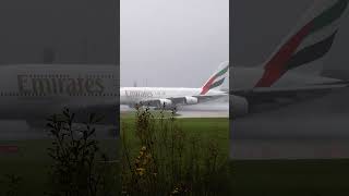 EPIC SPRAY Watch WORLDS LARGEST plane wash the runway taking off aviation a380 planespotting [upl. by Auohc787]