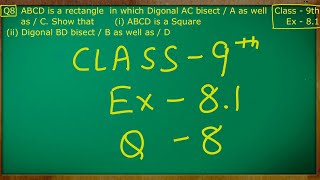 Class  9th Maths  Quadrilaterals  Ex 81 Q no 8 solved ncert cbse [upl. by Annerahs]