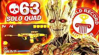 WORLD RECORD 63 KILLS SOLO QUADS in Warzone 3 NEW META LOADOUT [upl. by Trefler]