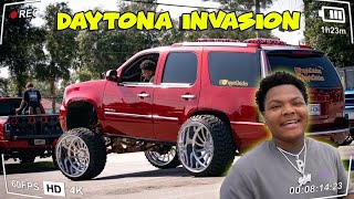 Lifted trucks invaded Daytona BURN OUTS  SQUATTED TRUCK TAKE OVER [upl. by Aicileb]