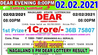 Lottery Sambad Result 8pm 020221 Nagaland NagalandDearLottery lotterysambad lotterylive [upl. by Gosser328]