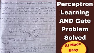 Perceptron Learning  AND Gate Problem  Artificial Intelligence [upl. by Ydnar]