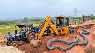 Jcb 3dx Machine Working Mud Loading With Mahindra and Swaraj Tractor  Jcb and Tractor Cartoon Video [upl. by Lleneg]