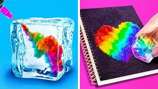 Rainbow Art Challenge 🌈 Cute Painting Hacks amp Amazing Ideas You Must Try by 123GO Like [upl. by Randolf]