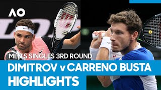 Grigor Dimitrov vs Pablo Carreno Busta Match Highlights 3R  Australian Open 2021 [upl. by Tezil16]