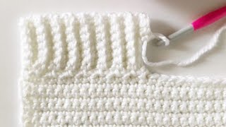 Back Loop Single Crochet Ribbed Border [upl. by Cirdor279]