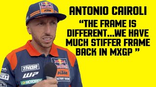 Antonio Cairoli quotThe Frame is DifferentWe Have Much Stiffer Frame Back in MXGPquot  22 Fox Raceway [upl. by Navoj]