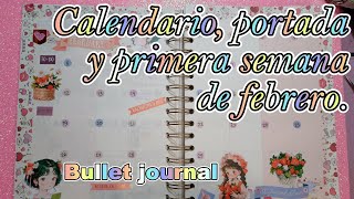 Bullet journal de febrero portada y calendario🥰 bujo papeleriabonita stickers [upl. by Znieh]