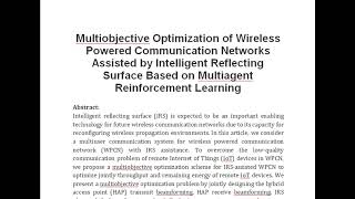 Multiobjective Optimization of Wireless Powered Communication Networks Assisted by Intelligent Refle [upl. by Durrell538]