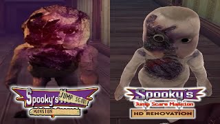 Spookys Jump Scare Mansion Original vs HD  All Death Scenes of Specimens Comparison DollHouse [upl. by Norod]