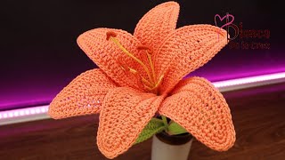 ¡¡Es tan fácil FLORES LIRIOS TEJIDO A CROCHET CON PUNTADAS BÁSICAS ¡¡hermoso [upl. by Greenes]