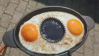 Frying Eggs With A TV Fresnel Lens  DIY Solar Cooker [upl. by Durno]