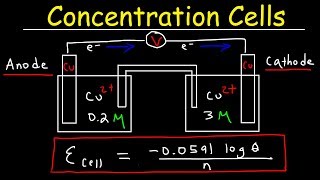 Concentration Cells amp Cell Potential Calculations  Electrochemistry [upl. by Jerri]