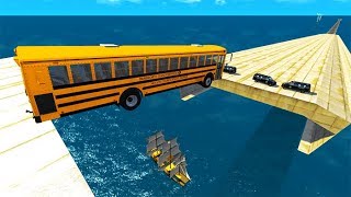 Beamng drive  Open Bridge Jumping Car Crashes 9 [upl. by Suirtemid]