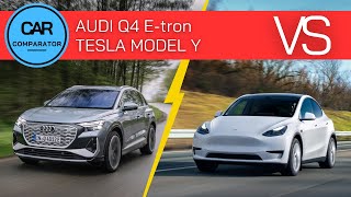 Audi Q4 Etron vs Tesla Model Y  2024  Detailed Comparison Review [upl. by Bainbrudge]