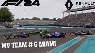 F1 24 My Team Kariyeri Full Race Bölüm 6 Usa Miami GP  Yağmurda Sıralama Gridi Alt Üst Etti [upl. by Artenal]