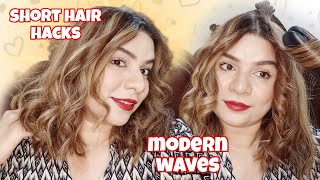 Modern Wave short hair with straightner  hair tips [upl. by Ortiz]