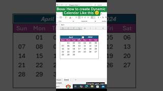 Dynamic calendar 🗓️ in excel 😱 excel calendar shorts [upl. by Emaj]