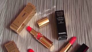 Lipstick Swatches YSL le orange  CHANEL la favorite  YSL orange perfecto  Marta InVogueUK [upl. by Primrosa630]