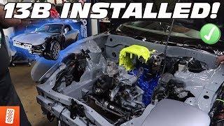 13B ROTARY ENGINE INSTALL  SURPRISE MAZDA FD RX7 BUILD [upl. by Erena]