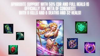 Smite APHRODITE SUPPORT WITH 5O CDR AND FULL HEALS IS THE OFFICIAL META [upl. by Burne]