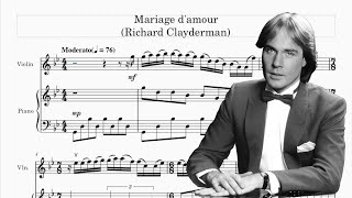 Mariage DAmour Wedding Of Love  Richard Clayderman Violin Piano  sheet tutorial Score [upl. by Ynohtnaed]