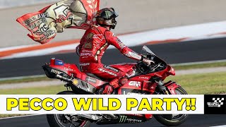 Pecco Bagnaia WILD DUCATI Party After Winning MotoGP 2023 Championship [upl. by Bertilla]