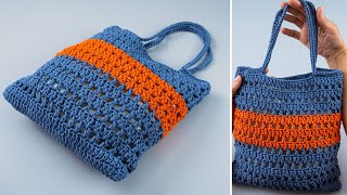 Easy crochet tote bag  tutorial for beginners Miarti🧶 [upl. by Eydie532]