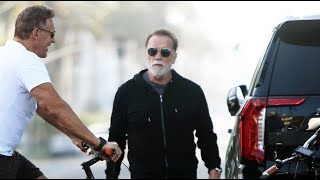 Arnold Schwarzenegger Chats With Pal Ralf Moeller In Santa Monica [upl. by Randene775]