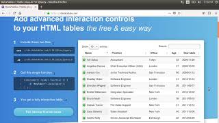 Creating a Searchable Sortable HTML Table using DataTables Plugin for Jquery [upl. by Fisoi]