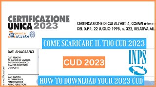 CERTIFICAZIONE UNICA 2023  COME SCARICARE IL TUO CUD ONLINE  How to download your 2023 cud online [upl. by Nerrag]