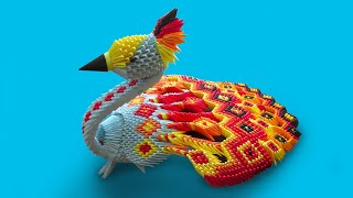 How to make a 3D origami Large Peacock [upl. by Ykroc58]