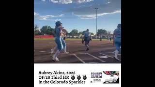 Aubrey Akins 2026 OF1B Third HR 💣💣💣 in the Colorado Sparkler [upl. by Leuneb]