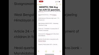 WBSETCL Office executive GS questions 13th Aug 1st shift wbpsc wbsetcl wbsetcl viral shorts [upl. by Corrine781]