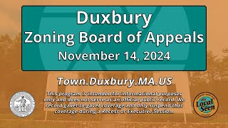 Duxbury Zoning Board of Appeals 11142024 [upl. by Cirillo]