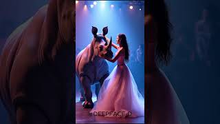 A woman dances with a rhinoceros on AGT agt magic talent shorts dance performance [upl. by Ashbey]