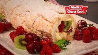 Raspberry and Kiwi Pavlova roulade [upl. by Jovitta778]