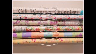 DIY Dollar Tree Gift Wrapping Paper Wall Organizer  Easy 1 [upl. by Namyaw228]