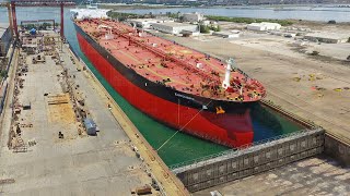 The Crazy Process of Moving World Largest Ships into Dry Docks [upl. by Htebasil461]