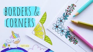 EASY BORDER amp CORNER DESIGNS FOR PROJECTS 3 💜 PROJECT WORK DESIGNS💜 How to DRAW a cute UNICORN [upl. by Pascha]