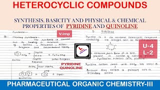 HETEROCYCLIC COMPOUNDIInd Pyridine QuinolineSynthesis Properties amp Medicinal uses POC3 U4 [upl. by Gulick]