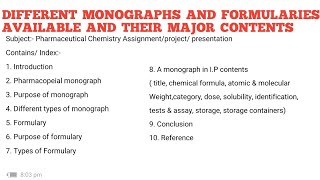 Different monographs and formularies available and their major contents [upl. by Eleets]