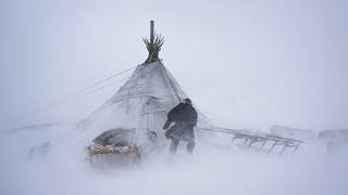 ALASKA Extreme winter snow storm 44C FREEZING COLD WINTER CAMPING ALONE in a HOT TENT [upl. by Publius]